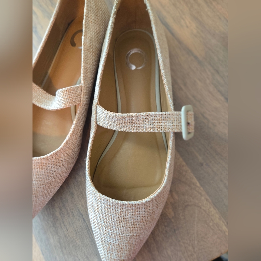 Journee Collection Beige Tweed Mary Jane Flats - Picture 10 of 14